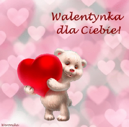 Biały miś z bijącym sercem walentynka dla Ciebie